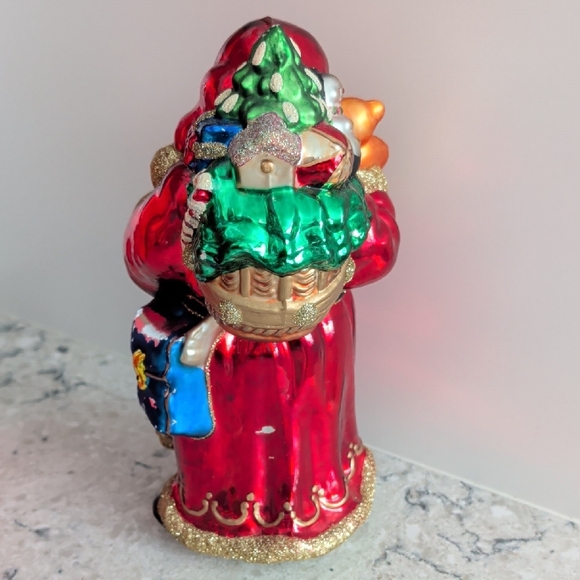 Festive Santa Claus Ornament with Gold Accents - Picture 3 of 15